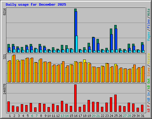 Daily usage for December 2025