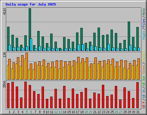 Daily usage for July 2025