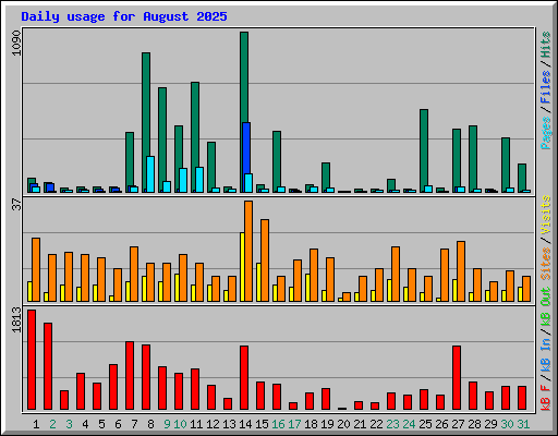 Daily usage for August 2025